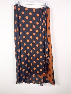 Maeve Anthropologie Oksana Midi Skirt Size Medium Flowy Vacation Polka Dot